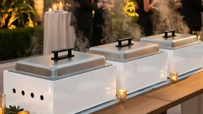 SleekServe — Magnetic Chafing Dish Guards, 5-Piece Set — front view — Plinths New York