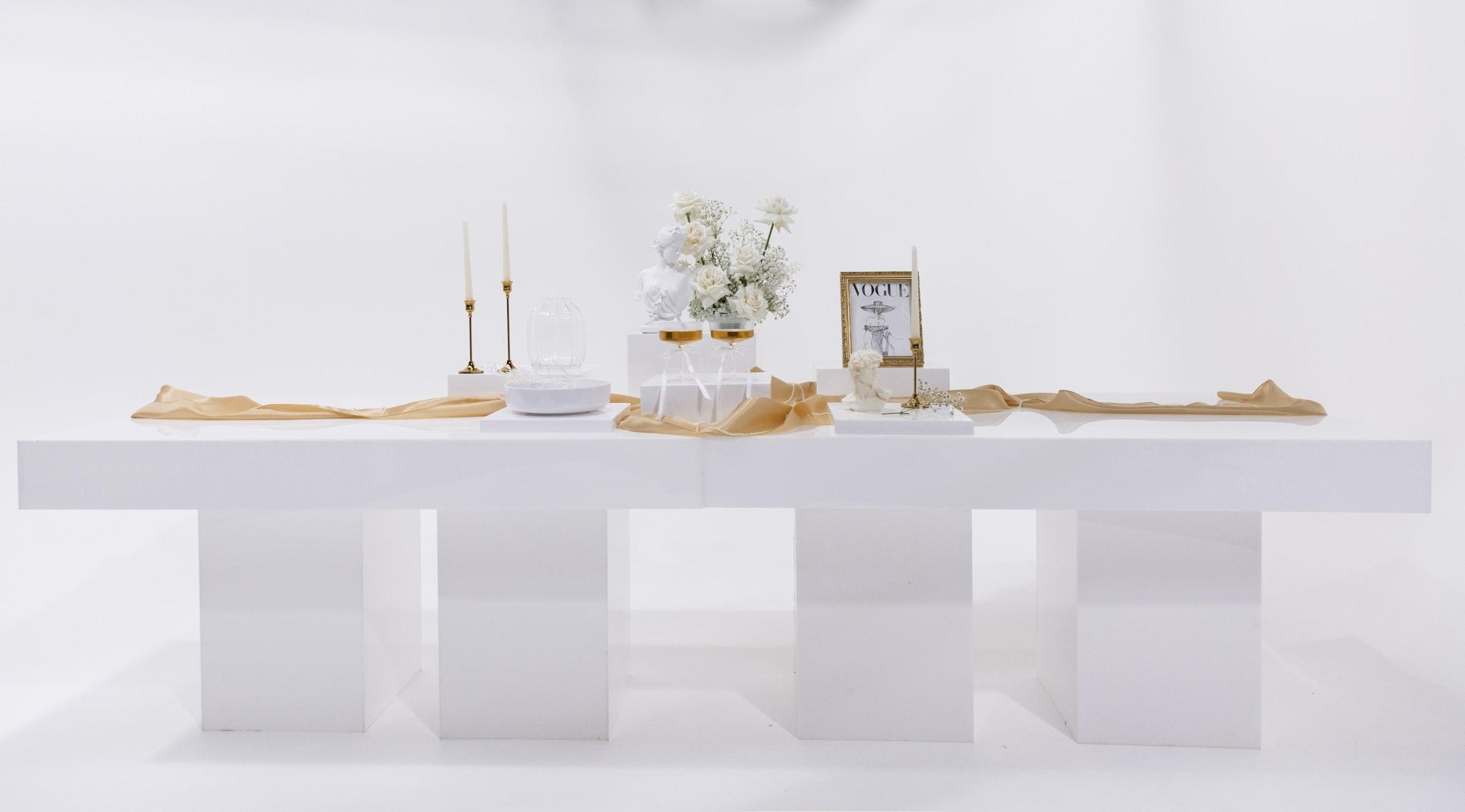 Classy Low White — Large-Format 6-Piece Low-Profile Acrylic Display Risers — detail view — Plinths New York